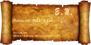 Bencze Mária névjegykártya